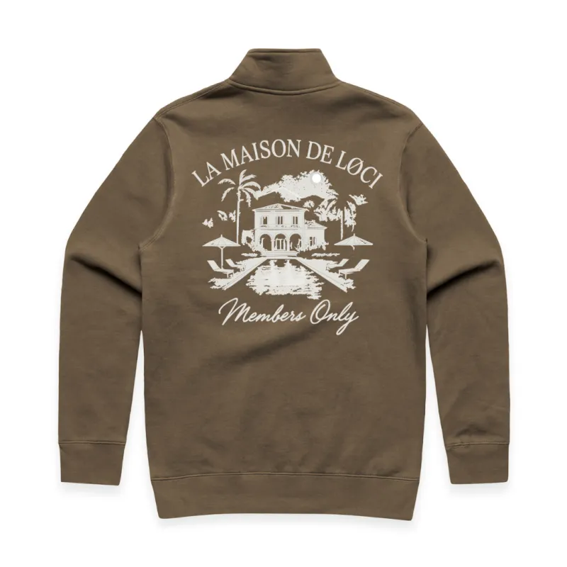 LA MAISON MEN'S HALF ZIP SWEATER - WALNUT made by Loci Wear