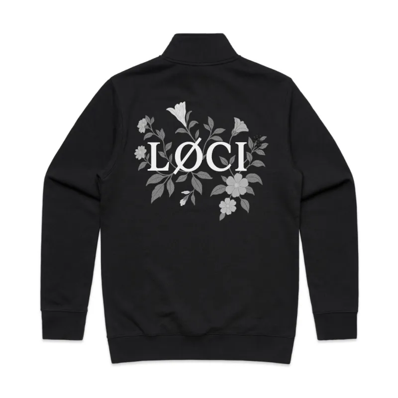 FLOWERS MEN'S HALF ZIP SWEATER - BLACK sold by Loci Wear