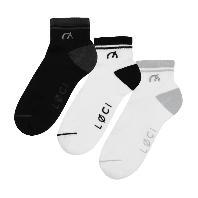 Stripe Cushioned Ankle Socks 3-Pack sold by Loci Wear