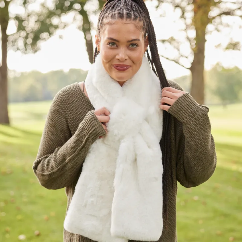 White Faux Fur Scarf sold by Pretty Rugged Gear
