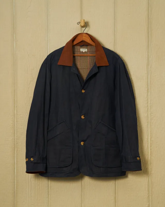 Gamekeeper Jacket in Navy Waxed Canvas sold by Quaker Marine Supply