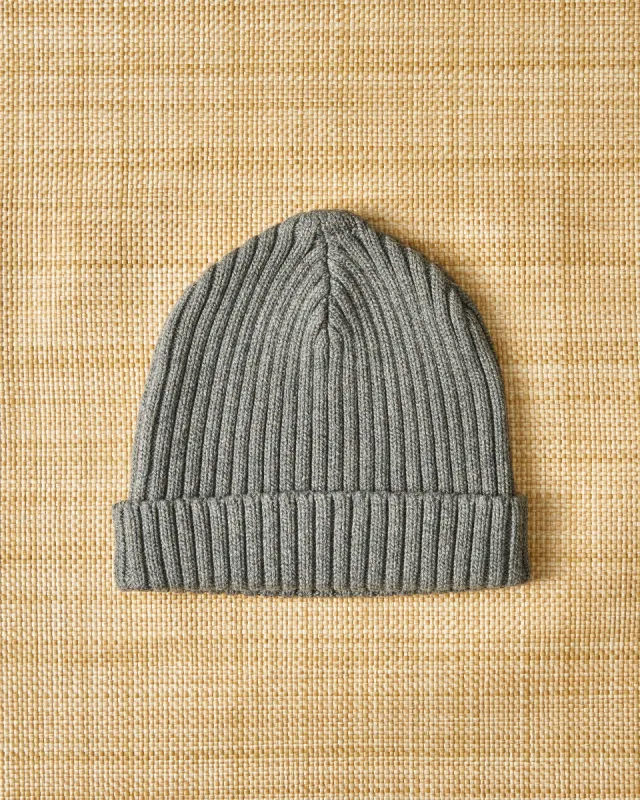 Docksider Knit Beanie in Heather Grey sold by Quaker Marine Supply