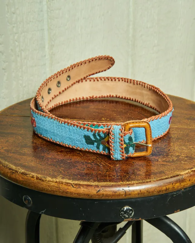Guatemalan Whip Stitched Belt in Coastal Blue sold by Quaker Marine Supply