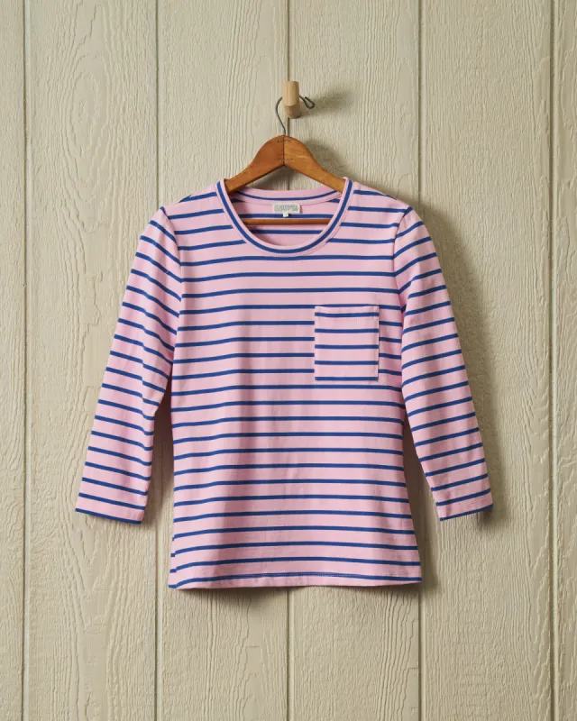 Women's Seafarer Tee in Faded Red/Blue sold by Quaker Marine Supply