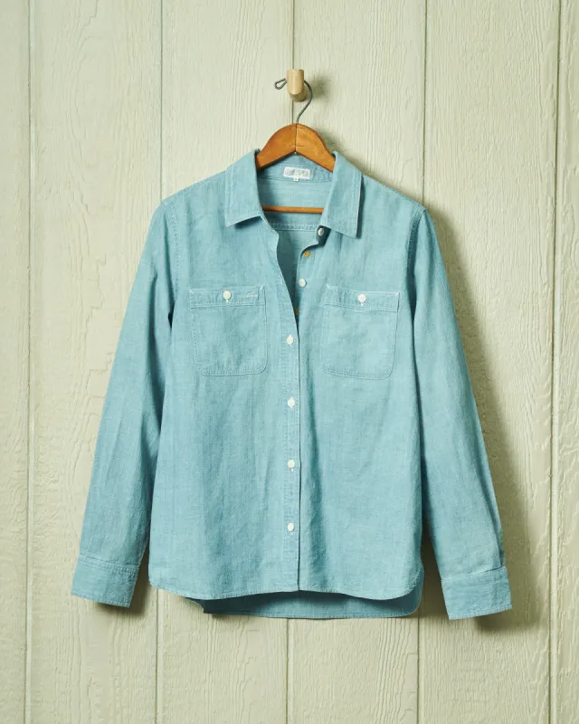 Women's Work Shirt in Chambray sold by Quaker Marine Supply