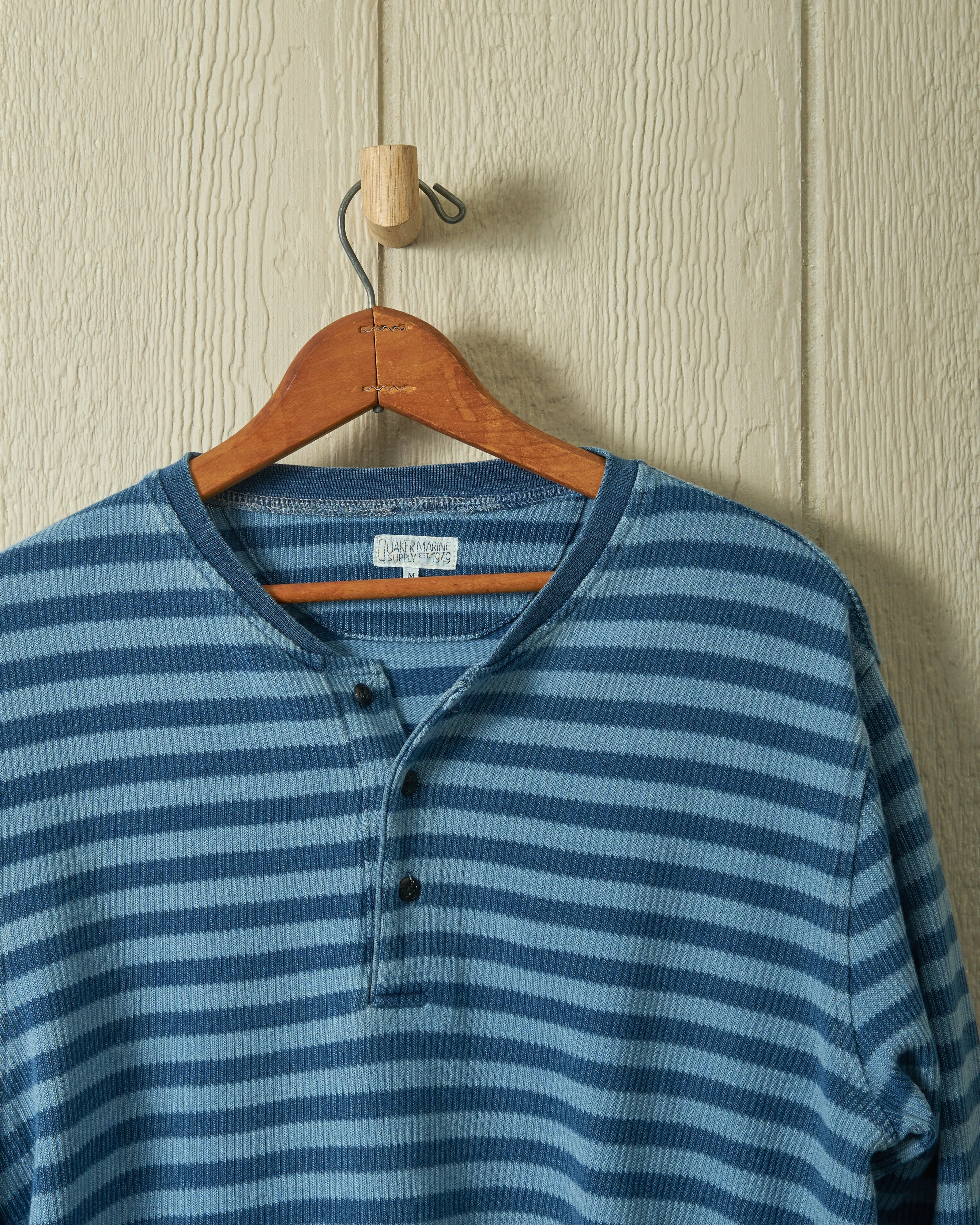 Indigo Henley in Striped Waffle Knit sold by Quaker Marine Supply product image thumbnail 2