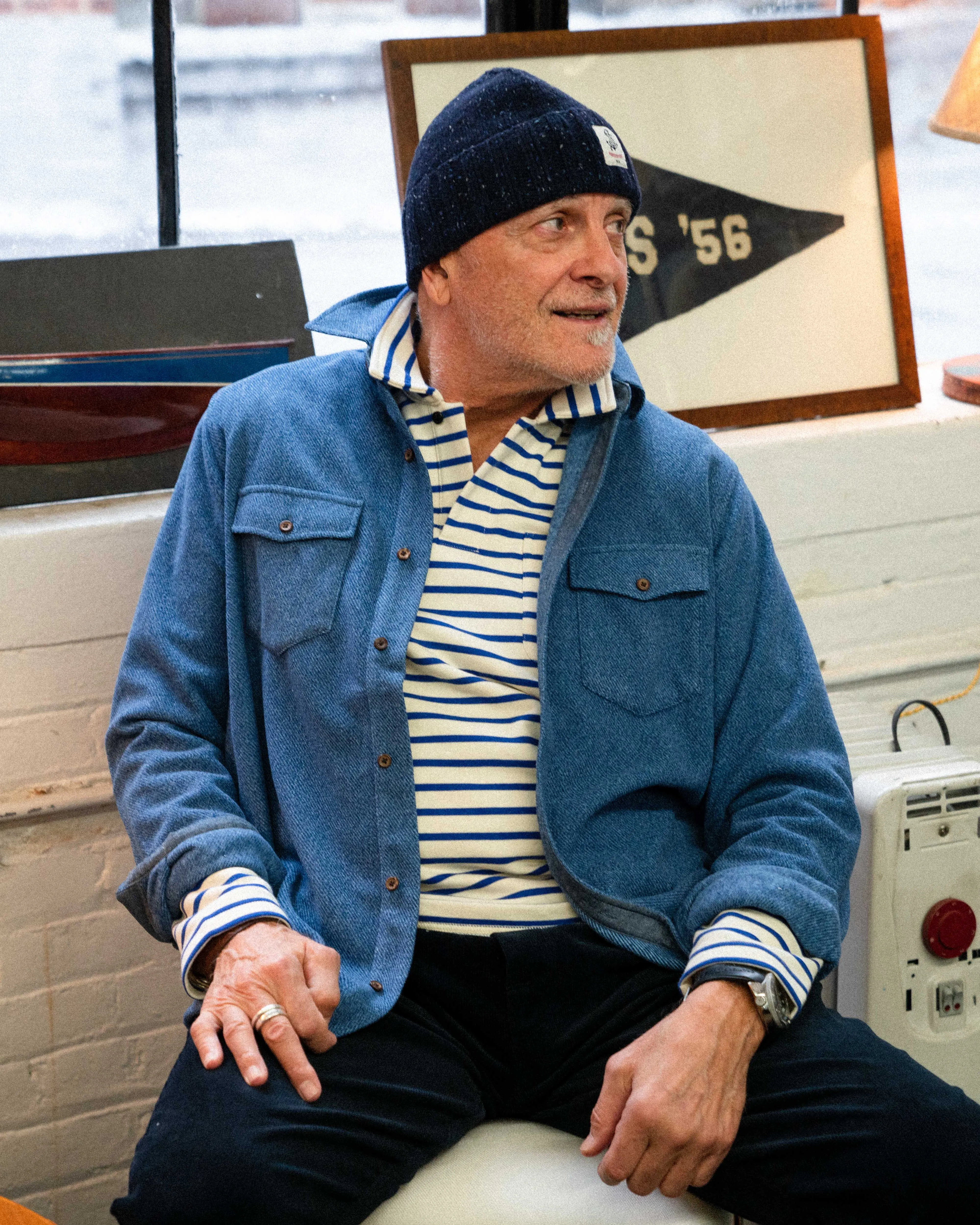 Acadia Polo in Cream/Atlantic Blue Loopback Terry sold by Quaker Marine Supply product image thumbnail 2