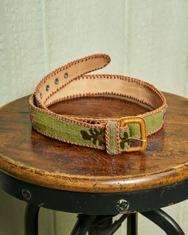 Guatemalan Whip Stitched Belt in Olive sold by Quaker Marine Supply