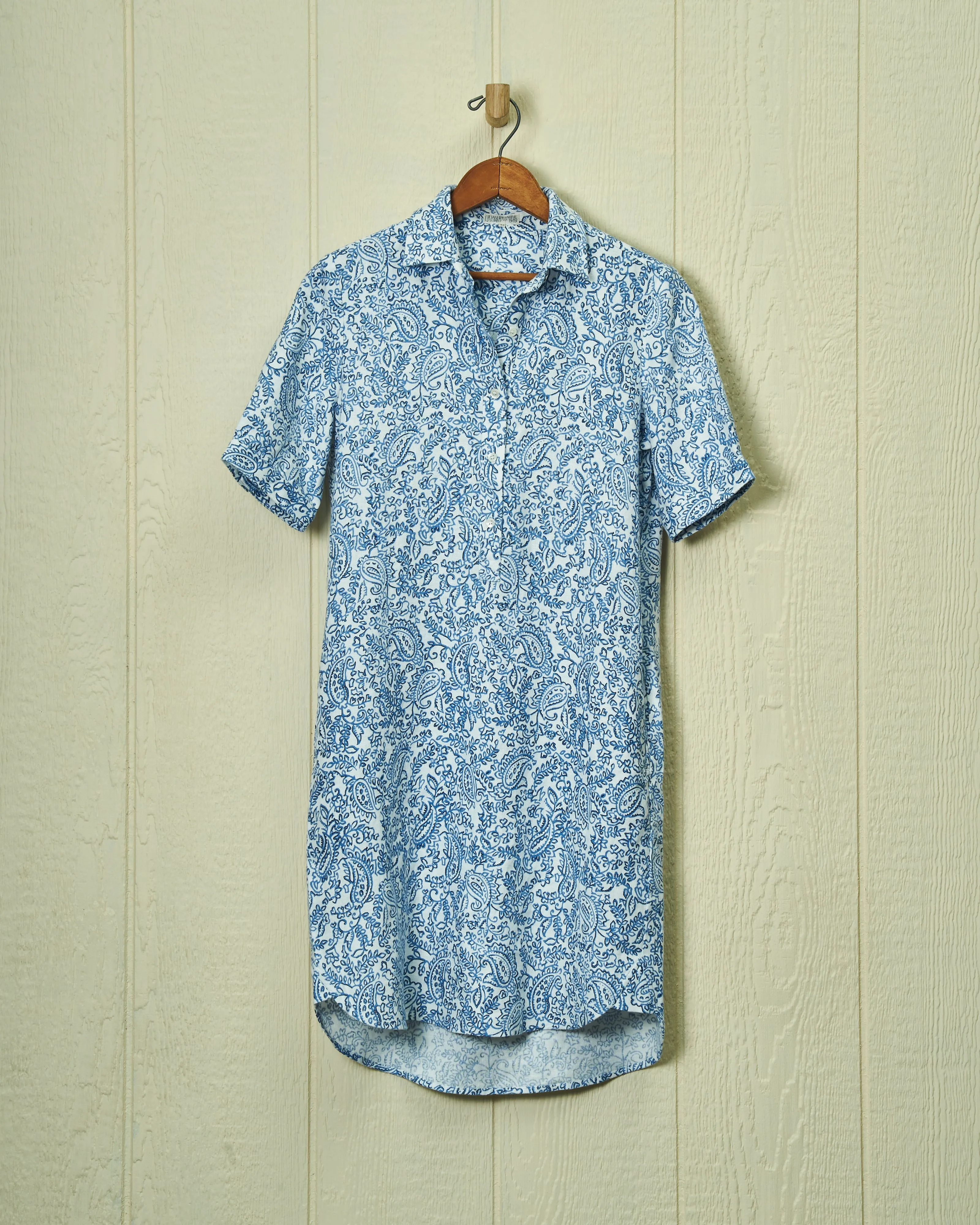 Beach Coverup in Atlantic Blue Paisley Linen sold by Quaker Marine Supply