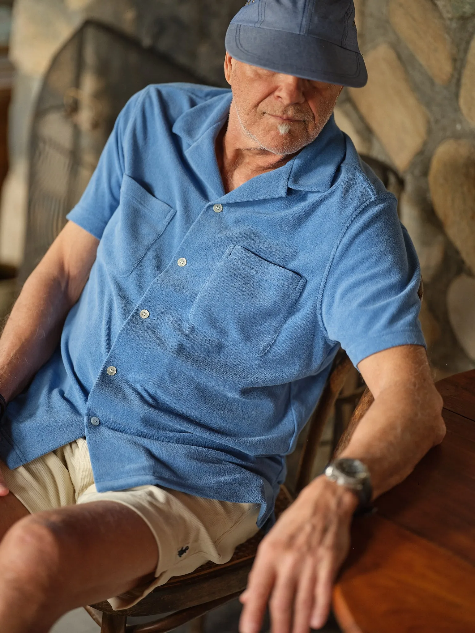 Summer Camp Shirt in Mid Blue Terrycloth sold by Quaker Marine Supply product image thumbnail 2