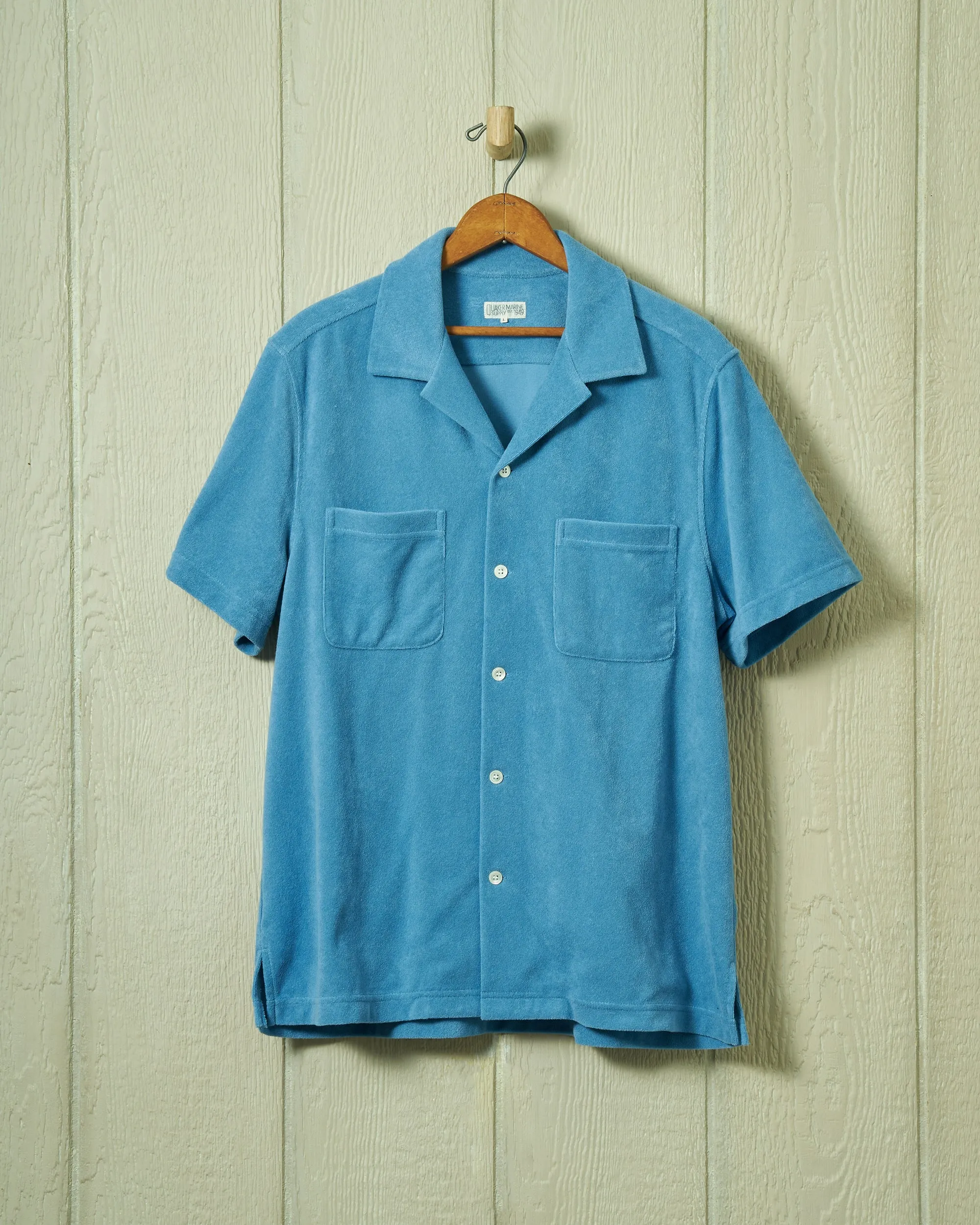 Summer Camp Shirt in Mid Blue Terrycloth sold by Quaker Marine Supply