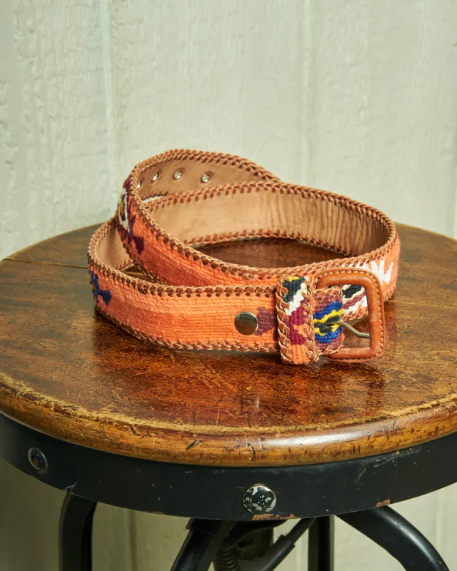 Guatemalan Whip Stitched Belt in Coral sold by Quaker Marine Supply