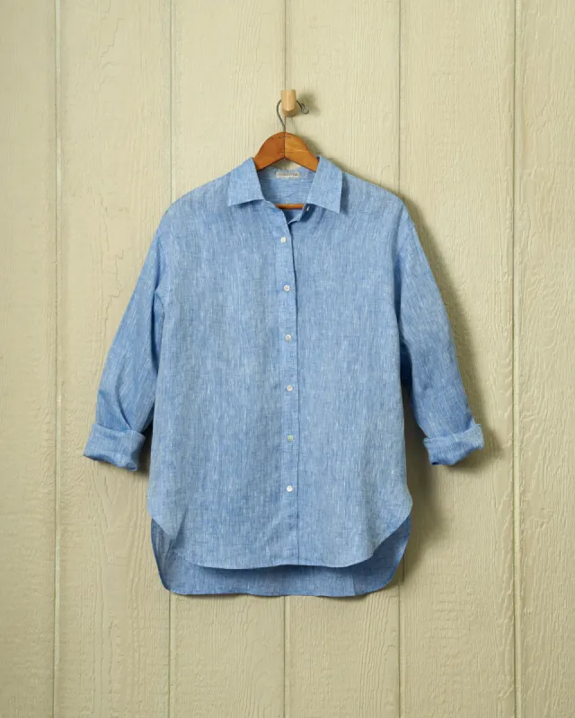 Women's Linen Shirt in Chambray sold by Quaker Marine Supply