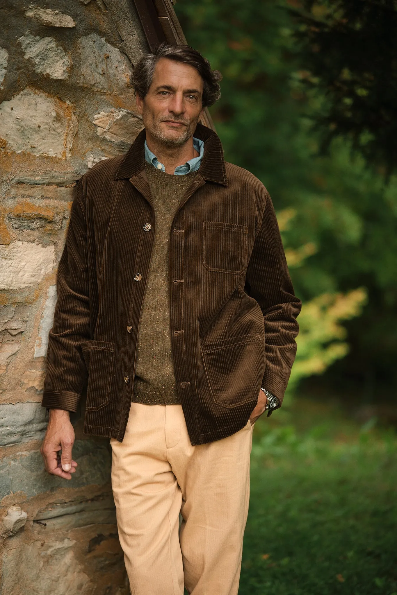 Corduroy French Workman’s Jacket in Chocolate sold by Quaker Marine Supply product image thumbnail 2