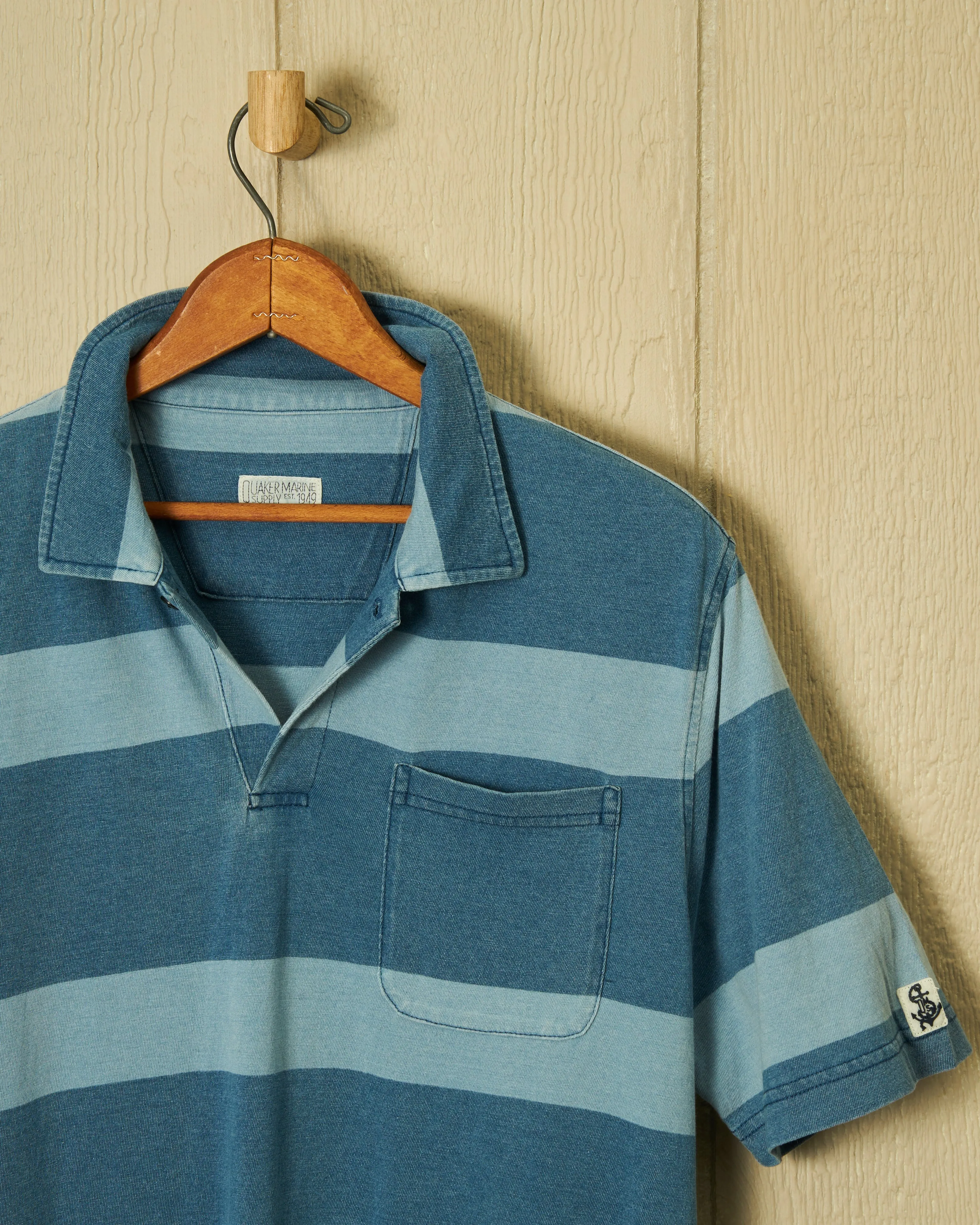 Indigo Polo in Multi-Blue Rugby Stripe sold by Quaker Marine Supply product image thumbnail 2
