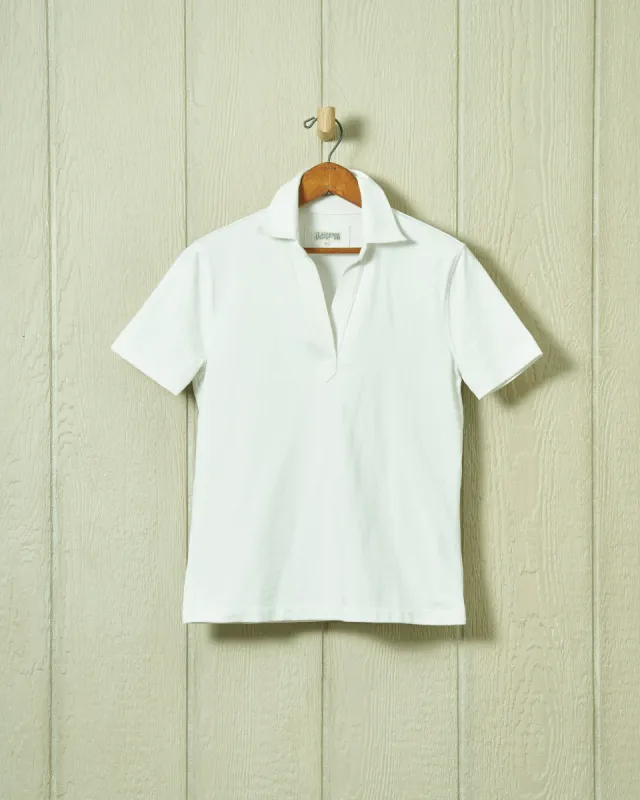 Short Sleeve Inlet Pullover in White made by Quaker Marine Supply