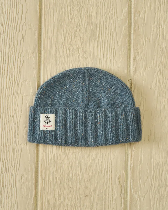 Inverness Watch Cap in Coastal Blue Lambswool made by Quaker Marine Supply