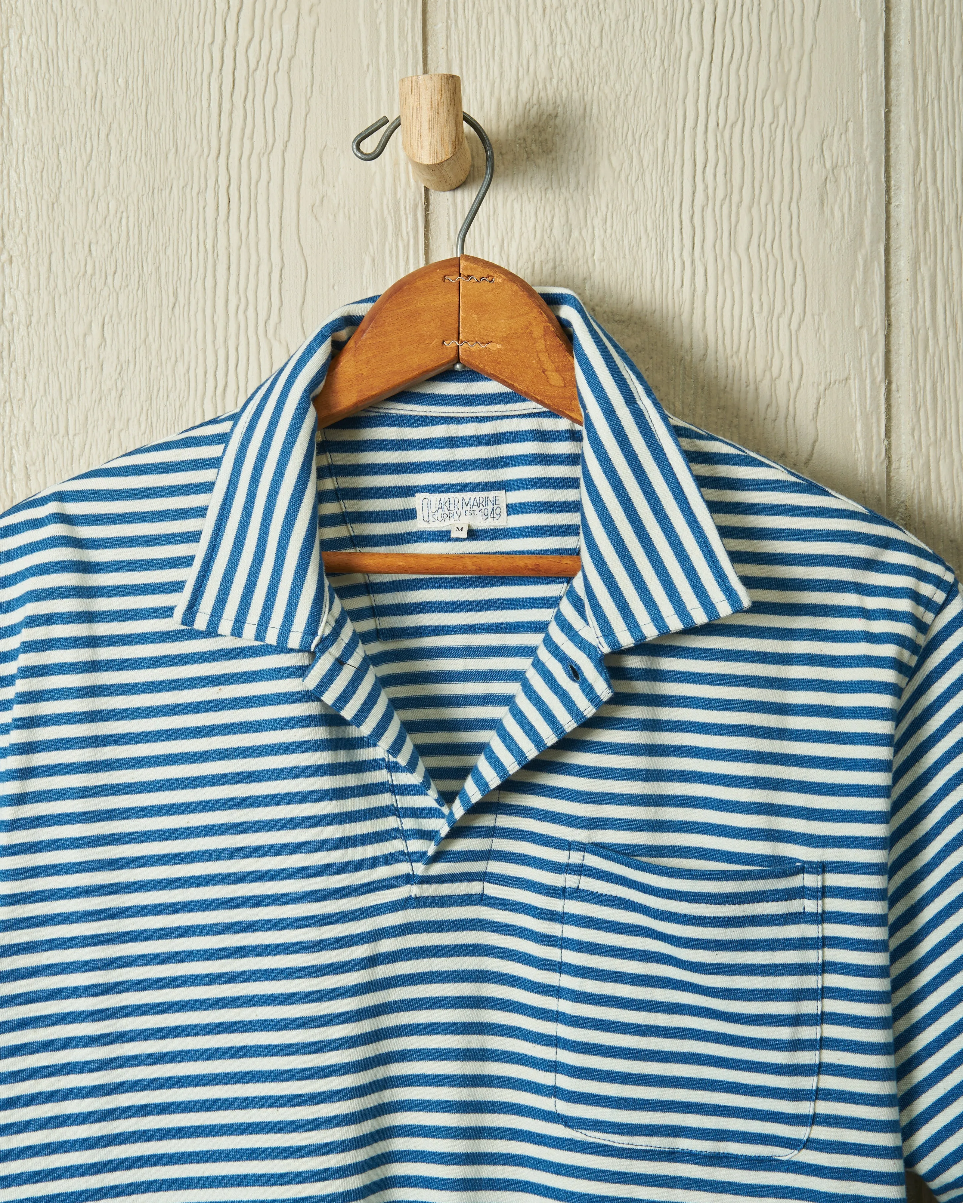 Indigo Polo in Blue/White Stripe sold by Quaker Marine Supply product image thumbnail 2
