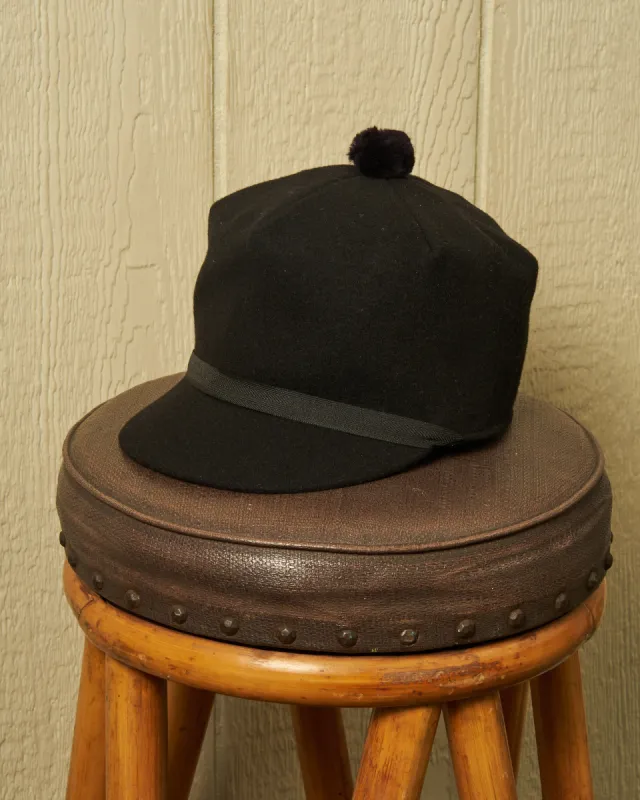 Boothbay Cap in Black Melton Wool sold by Quaker Marine Supply