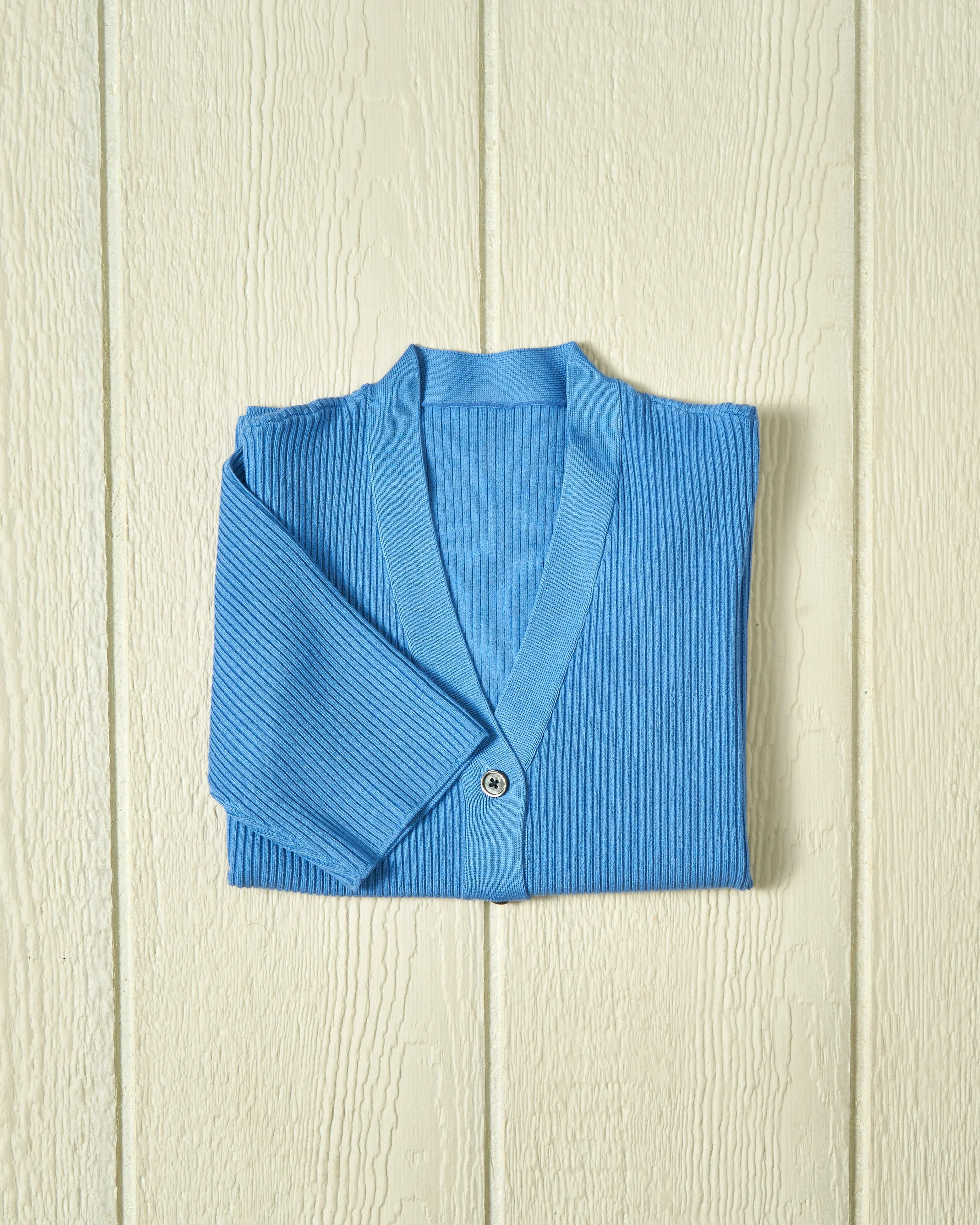 Haven Short Sleeve Knit Cardigan in Periwinkle sold by Quaker Marine Supply