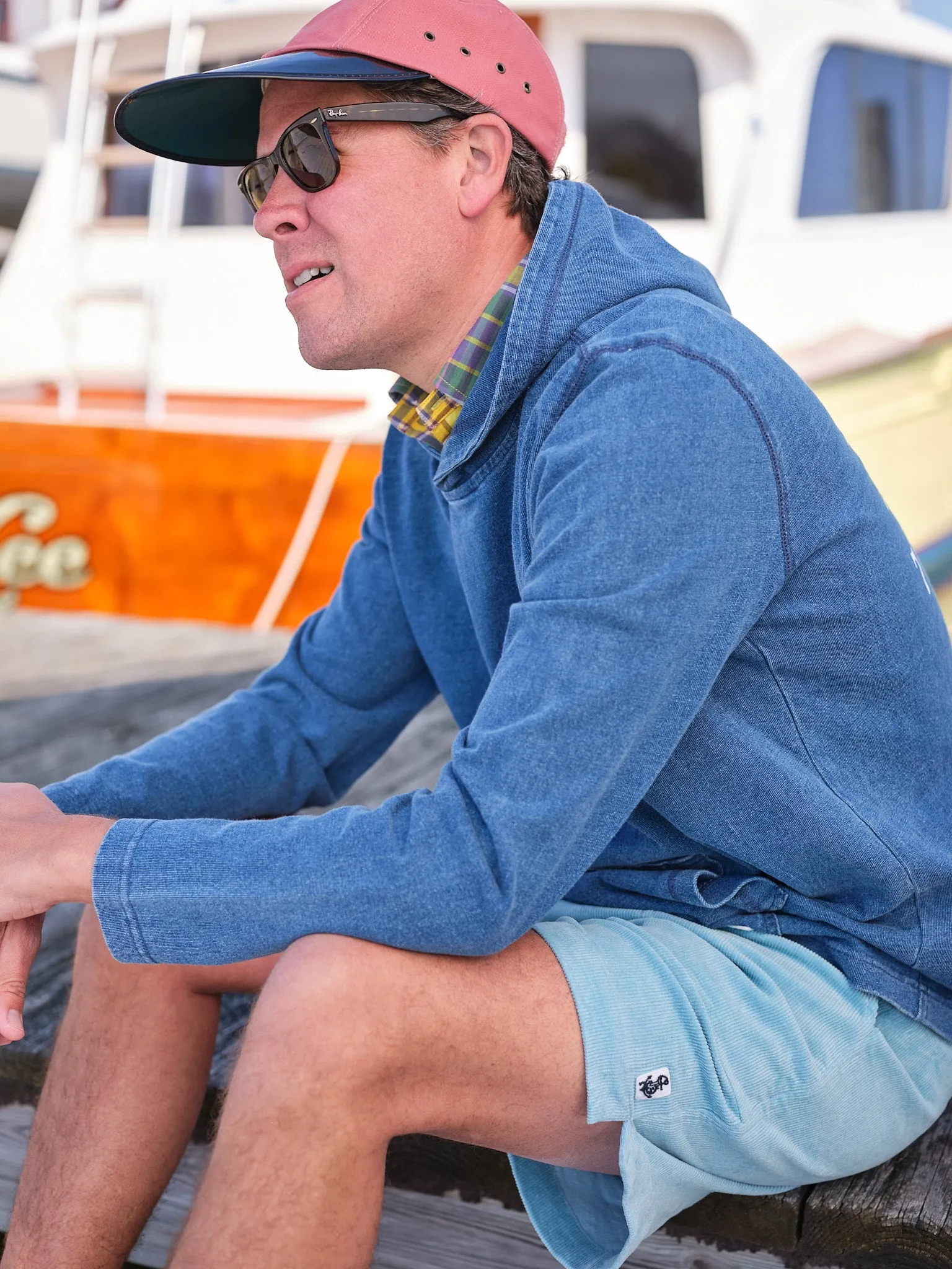 Nantucket Wharf Hoodie in Washed Indigo sold by Quaker Marine Supply product image thumbnail 4