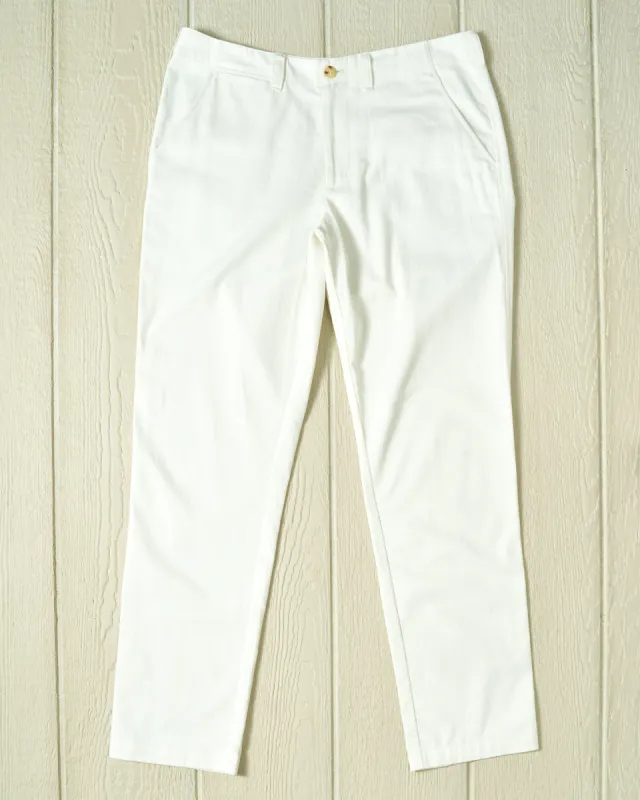 Camden Pant in White Herringbone Twill sold by Quaker Marine Supply