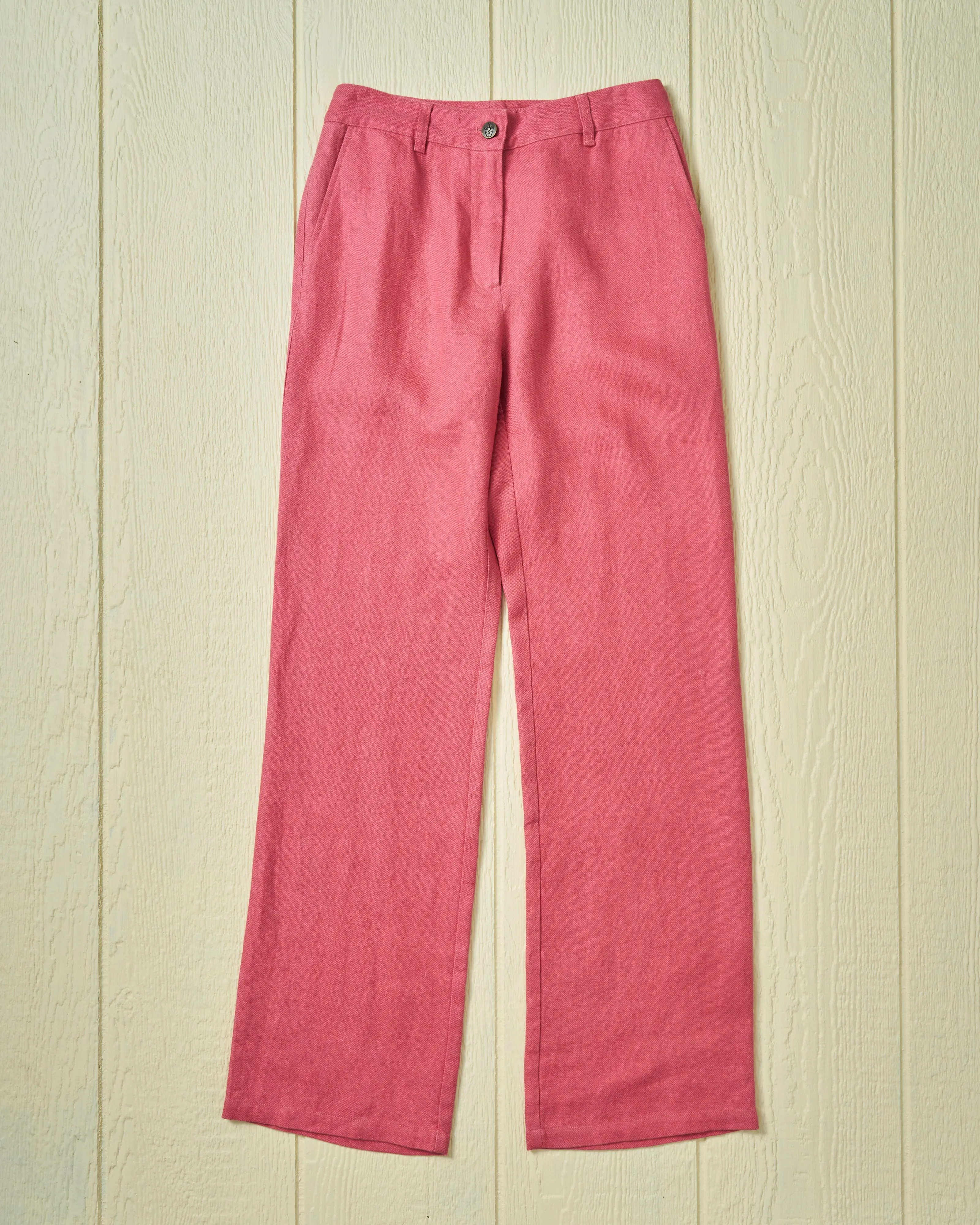 Women's Relaxed Linen Pant in Raspberry sold by Quaker Marine Supply