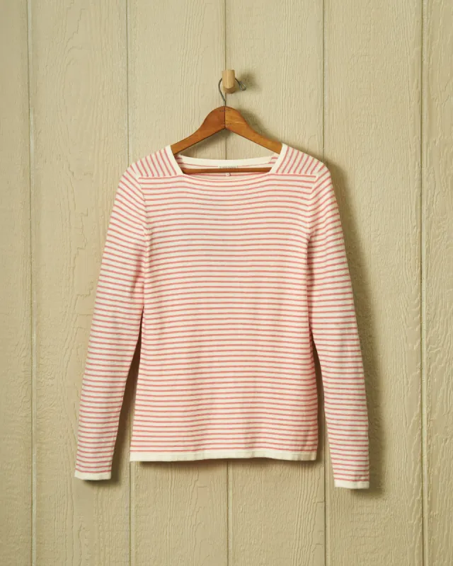 Riviera Sweater Knit Top in Cream/Nasturtium sold by Quaker Marine Supply