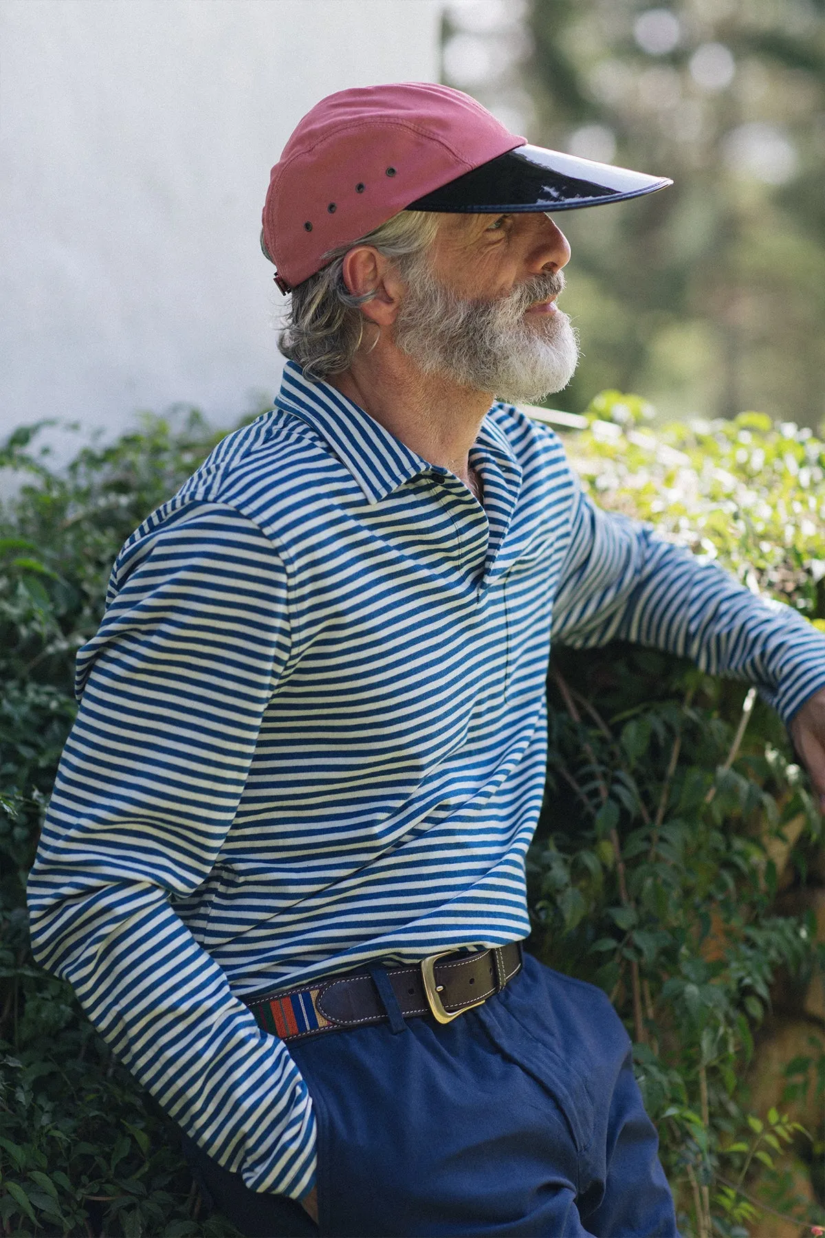 Long Sleeve Indigo Polo in Blue/White Stripe sold by Quaker Marine Supply product image thumbnail 5