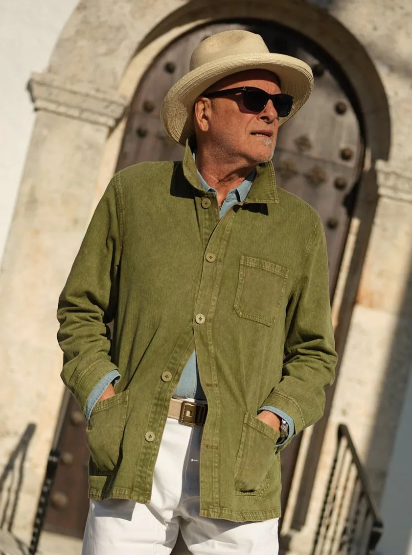 French Workman’s Jacket in Olive Herringbone sold by Quaker Marine Supply product image thumbnail 2