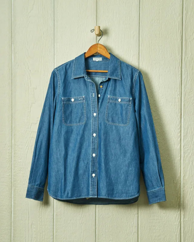 Women's Work Shirt in Denim sold by Quaker Marine Supply
