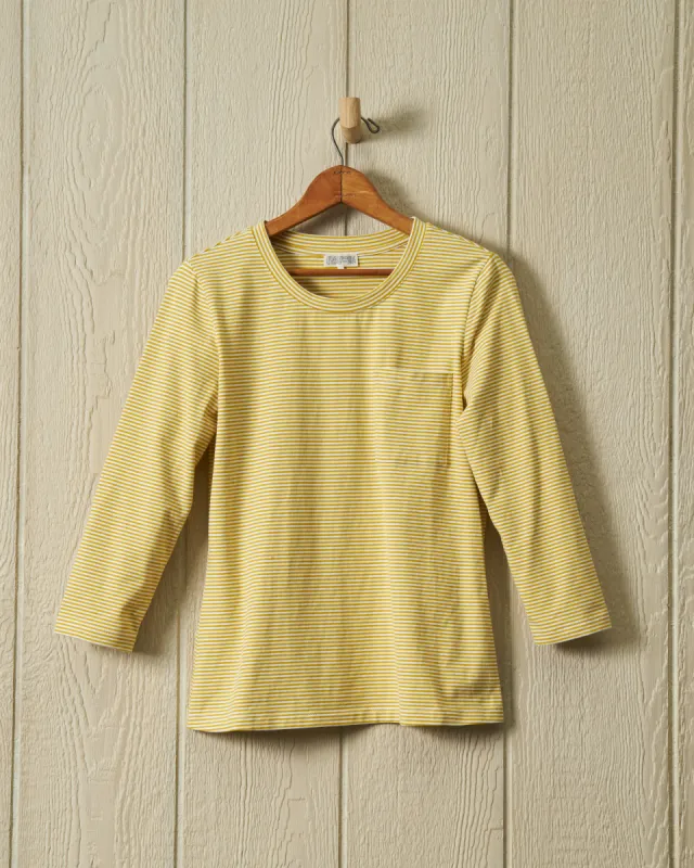 Women's Fine Stripe Crewneck Tee in Citrus/White sold by Quaker Marine Supply