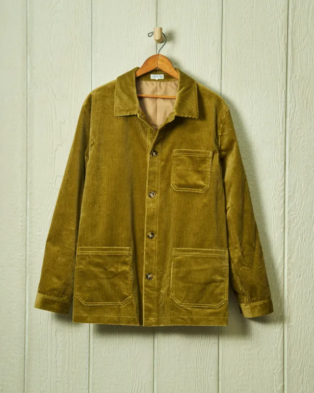 Corduroy French Workman’s Jacket in Olive sold by Quaker Marine Supply