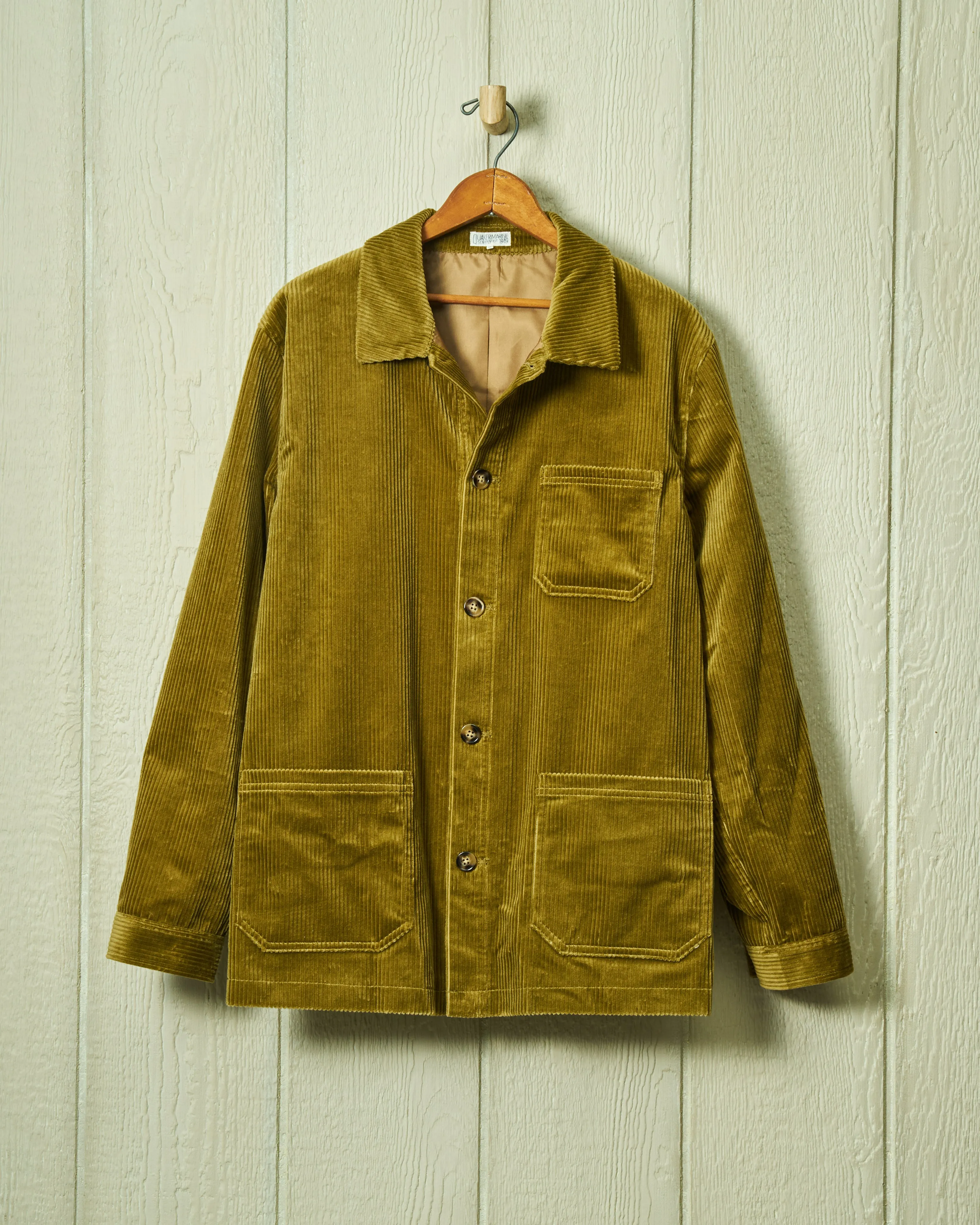 Corduroy French Workman’s Jacket in Olive sold by Quaker Marine Supply