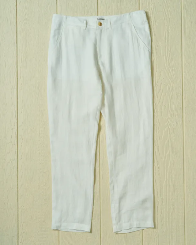 Camden Pant in White Linen sold by Quaker Marine Supply
