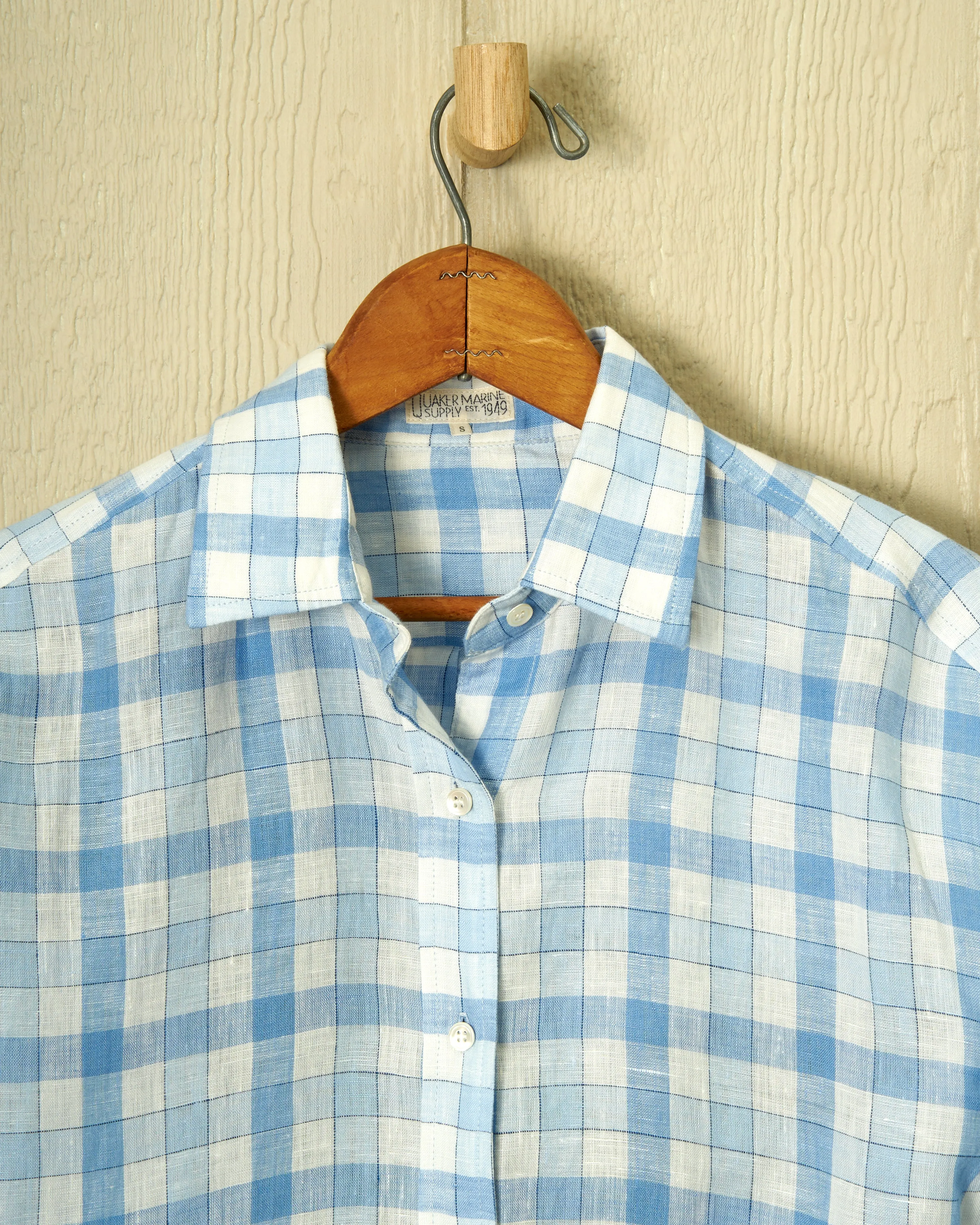 Women's Linen Shirt in Indigo Check sold by Quaker Marine Supply product image thumbnail 2
