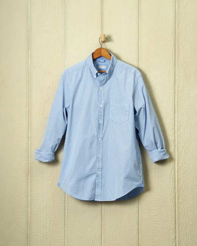 Sea-Washed Shirt in Blue Gingham sold by Quaker Marine Supply