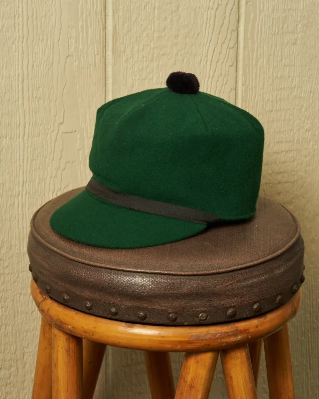 Boothbay Cap in Green Melton Wool sold by Quaker Marine Supply