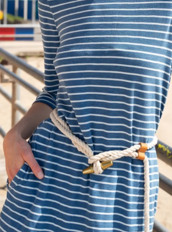 Castaway Rope Belt With Solid Brass Toggle made by Quaker Marine Supply