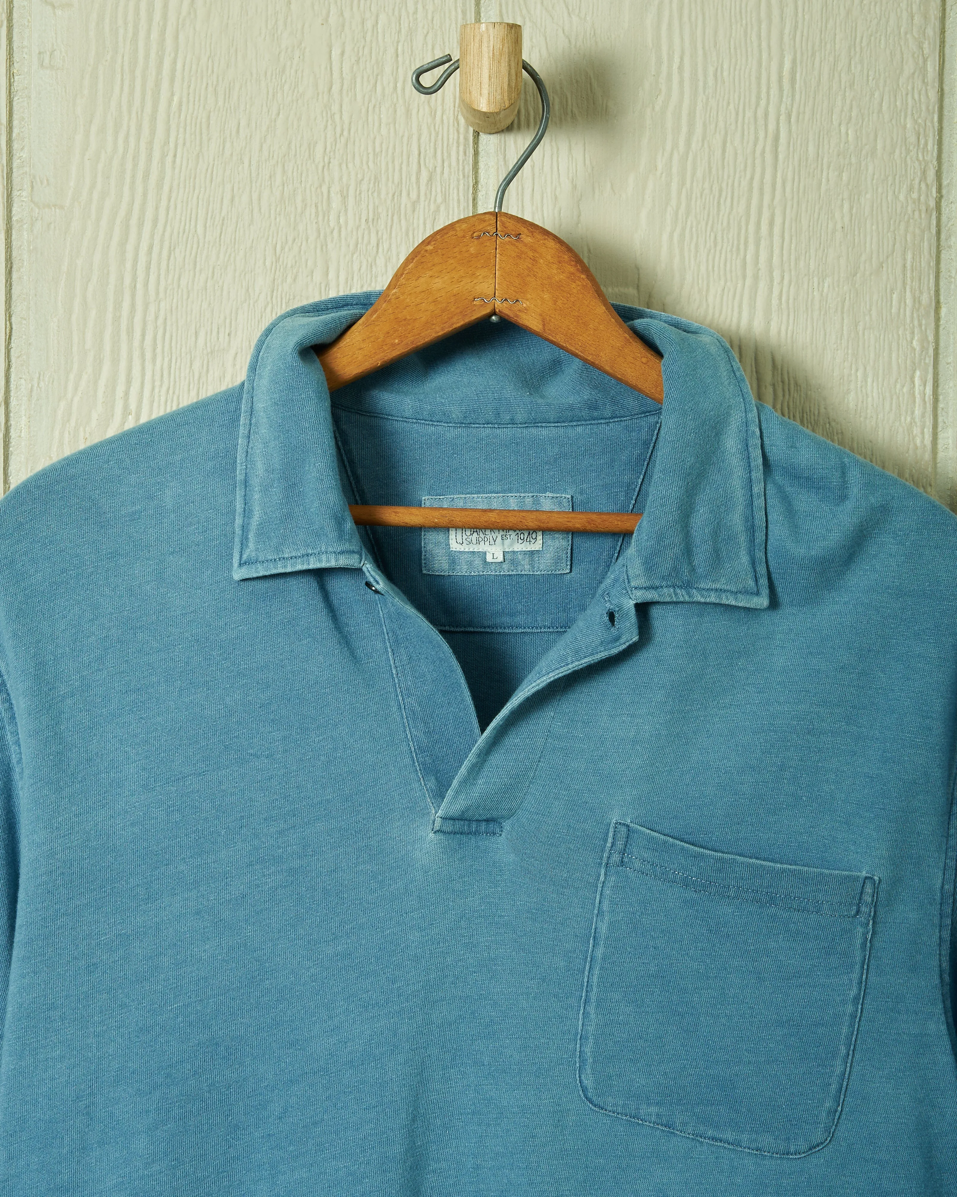 Long Sleeve Indigo Polo in Washed Jersey sold by Quaker Marine Supply product image thumbnail 3
