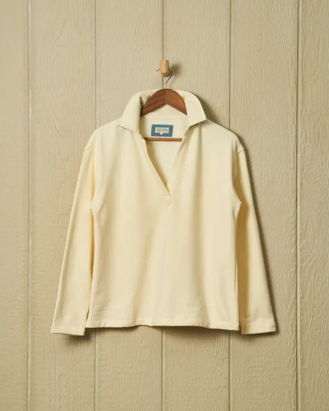 Inlet Pullover in Cream Loopback Terry sold by Quaker Marine Supply