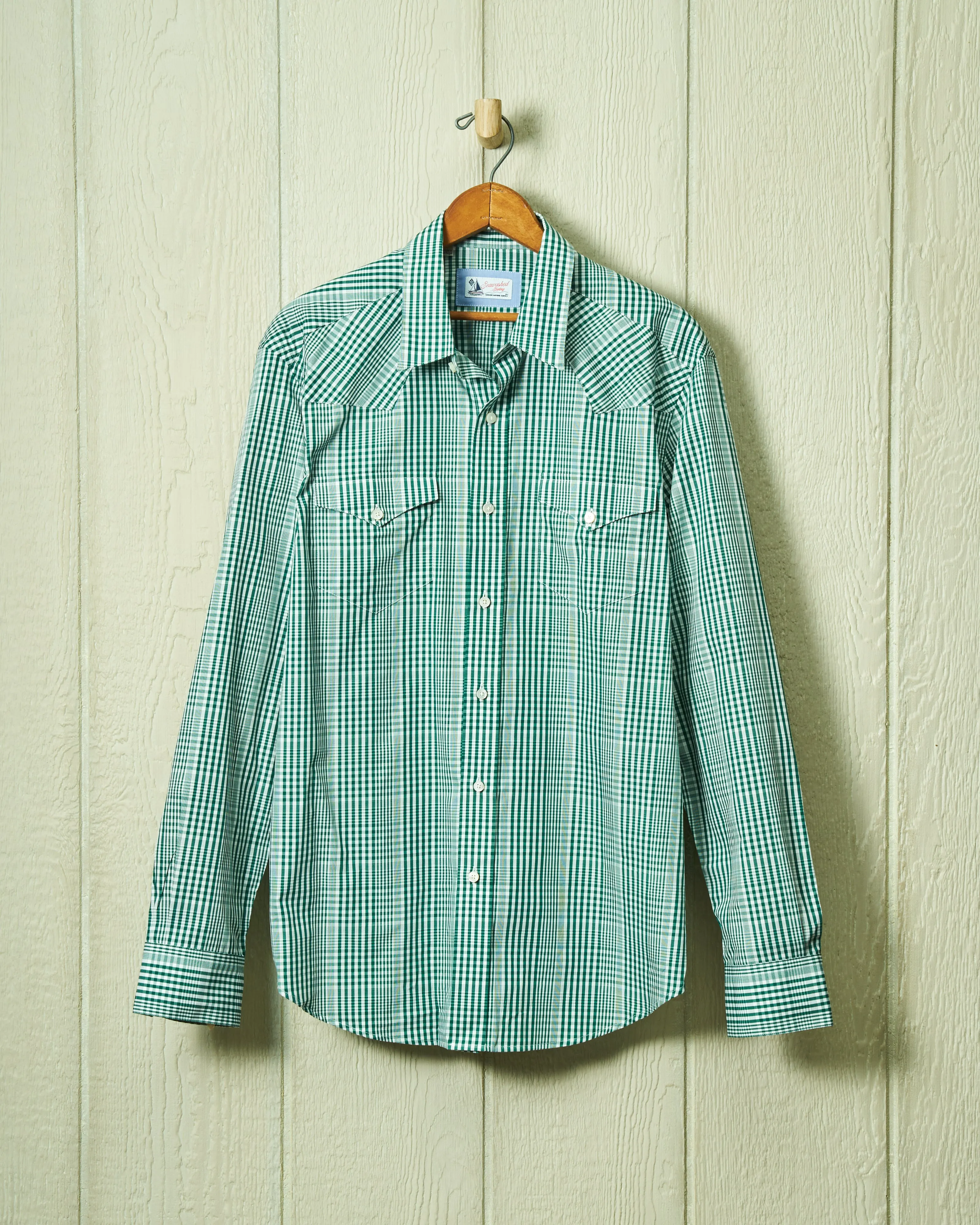 Western Sea-Washed Shirt in Green Glen Plaid sold by Quaker Marine Supply
