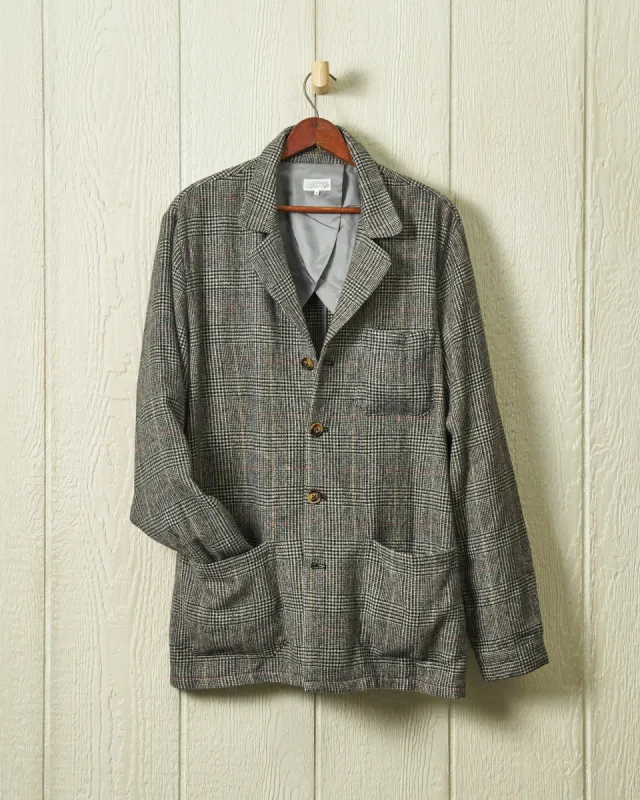 Camelhair/Wool Loafer Jacket in Grey Glen Plaid sold by Quaker Marine Supply