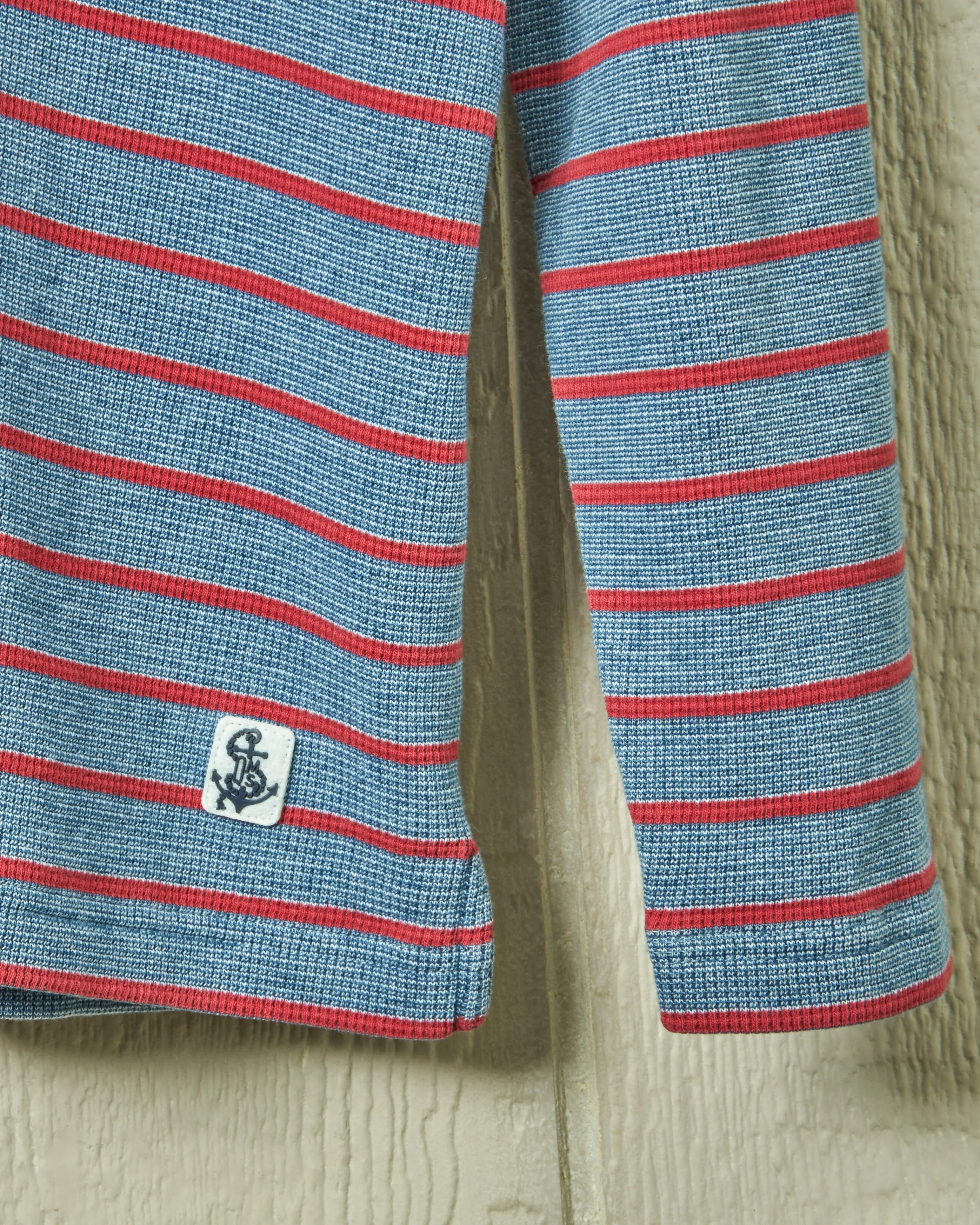 Long Sleeve Indigo Polo in Red/Navy Ribbed Knit sold by Quaker Marine Supply product image thumbnail 5