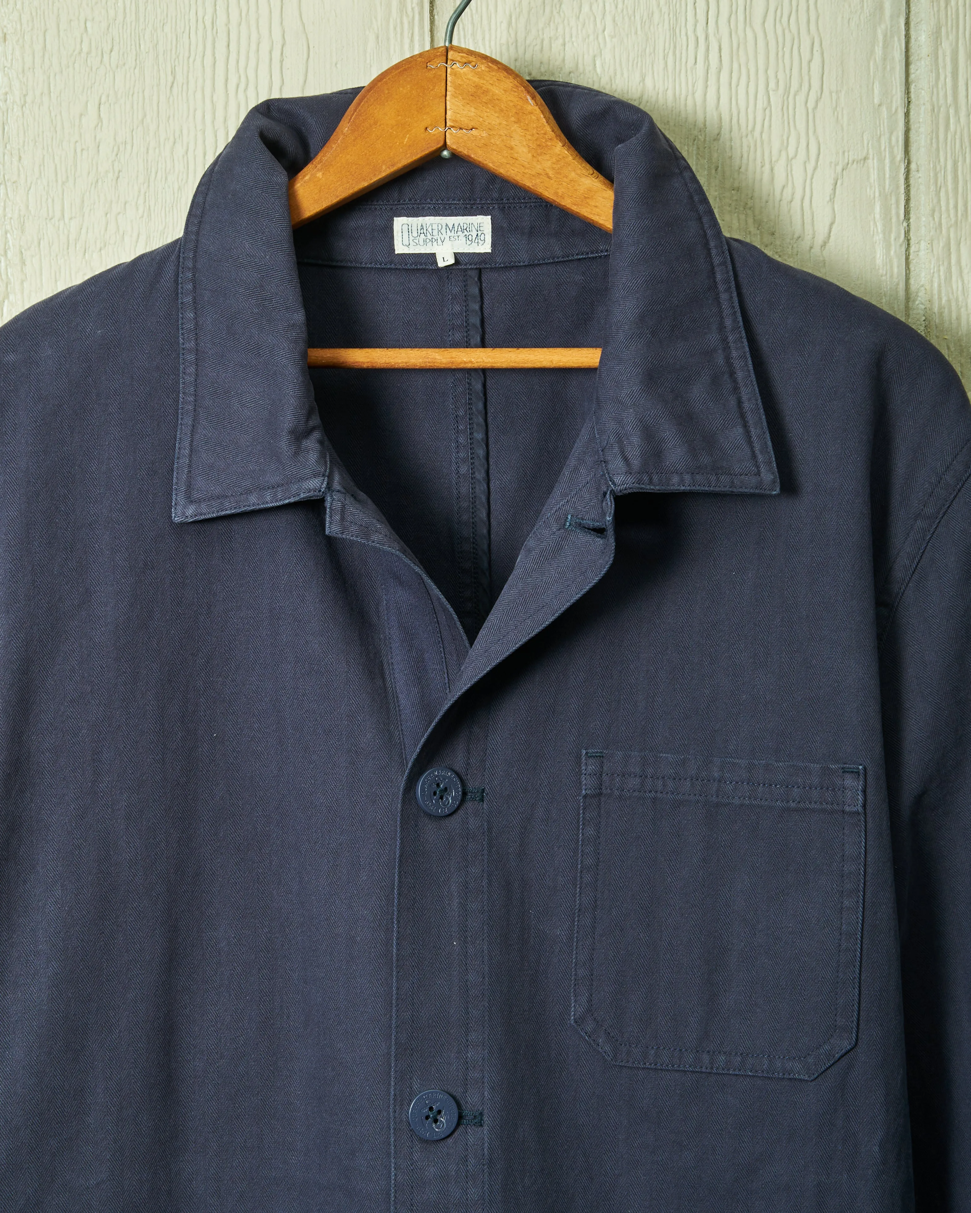 French Workman’s Jacket in Navy Herringbone sold by Quaker Marine Supply product image thumbnail 2