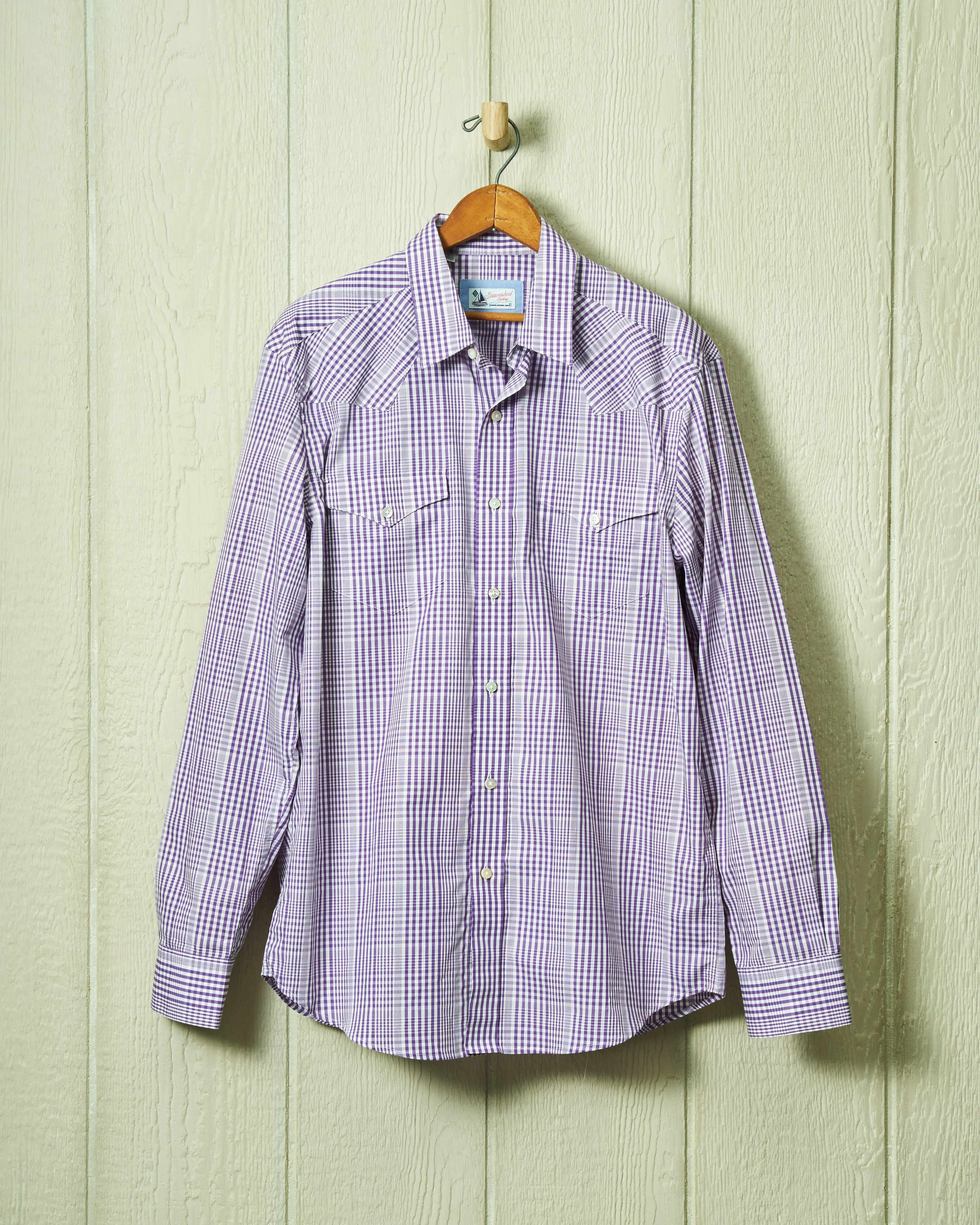 Western Sea-Washed Shirt in Purple Glen Plaid sold by Quaker Marine Supply