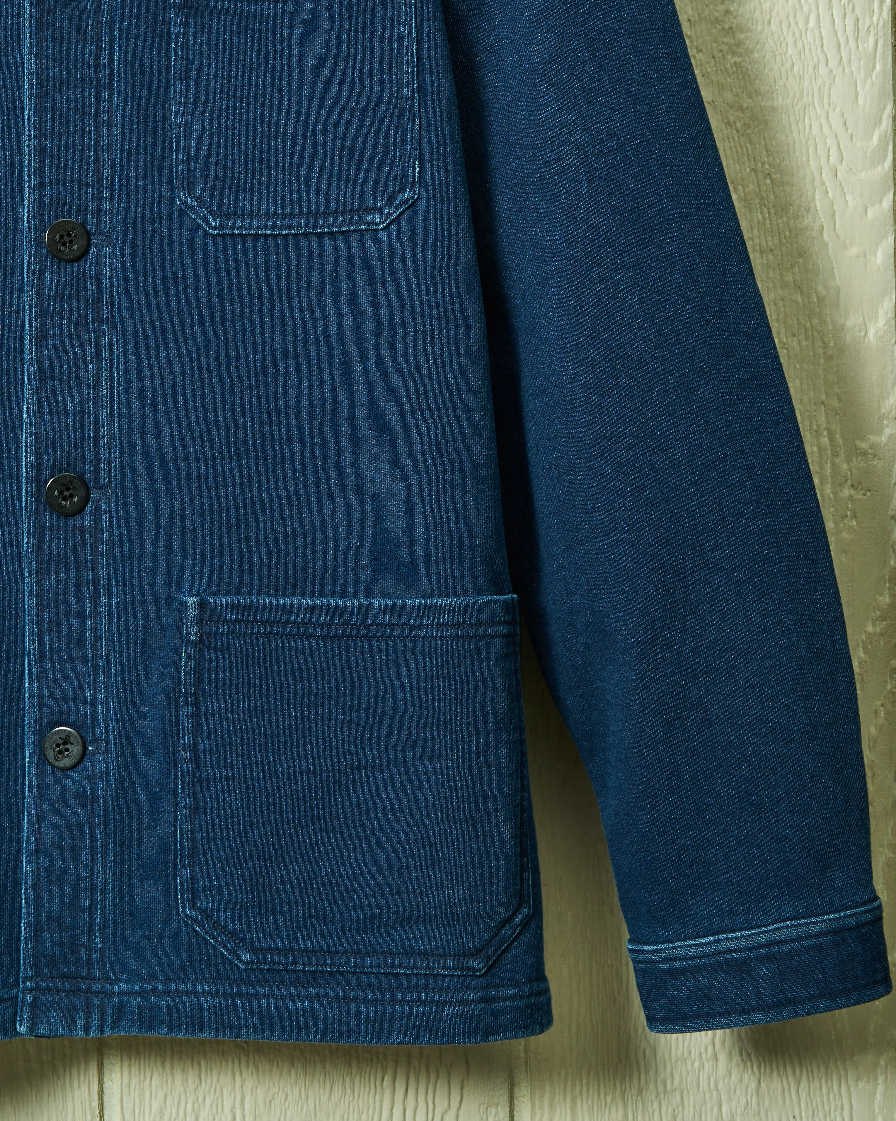 French Workman’s Jacket in Dark Wash Indigo Loopback Terry sold by Quaker Marine Supply product image thumbnail 5