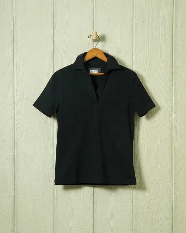 Short Sleeve Inlet Pullover in Black sold by Quaker Marine Supply