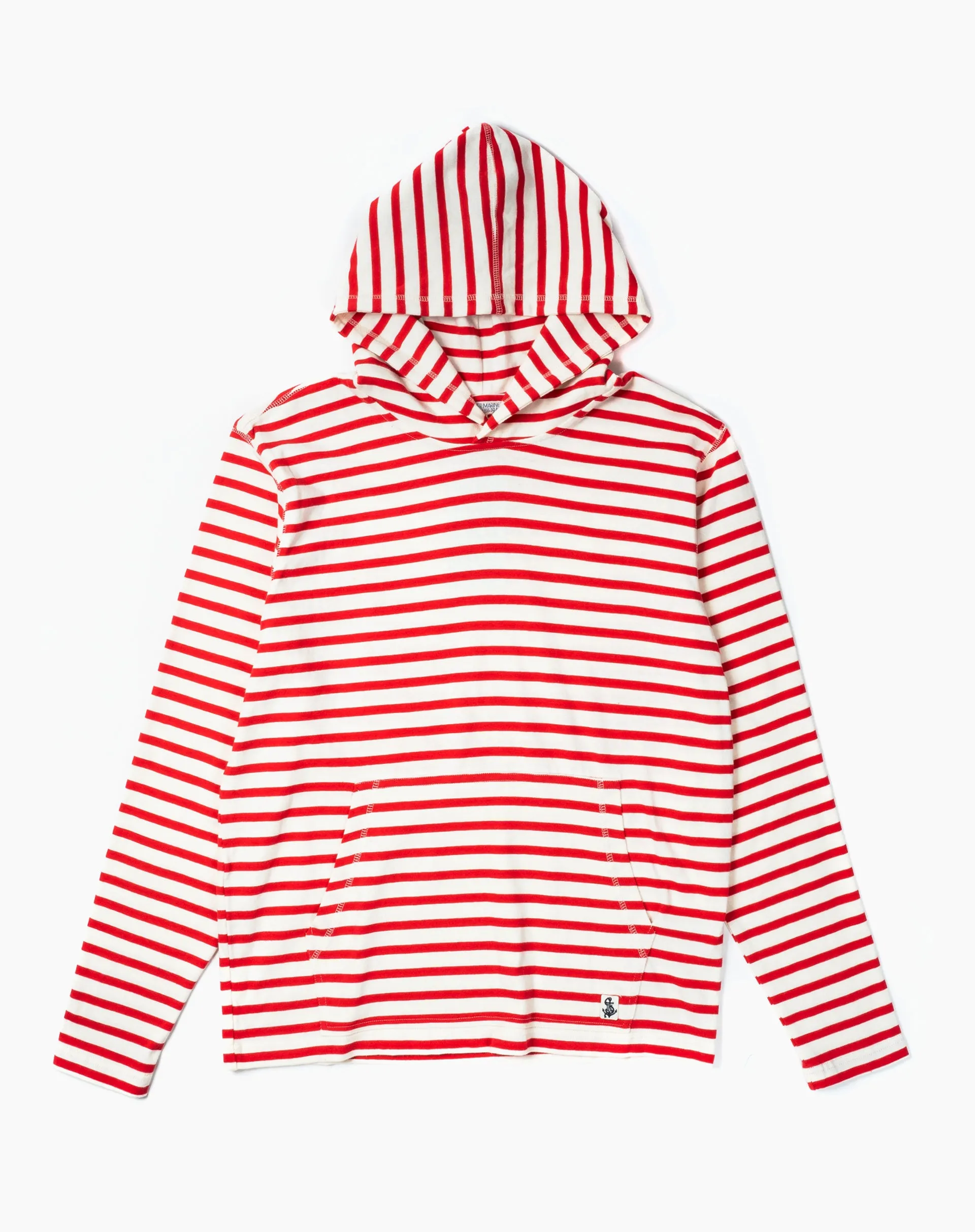 Wharf Hoodie in Red/White Rugby Stripe sold by Quaker Marine Supply