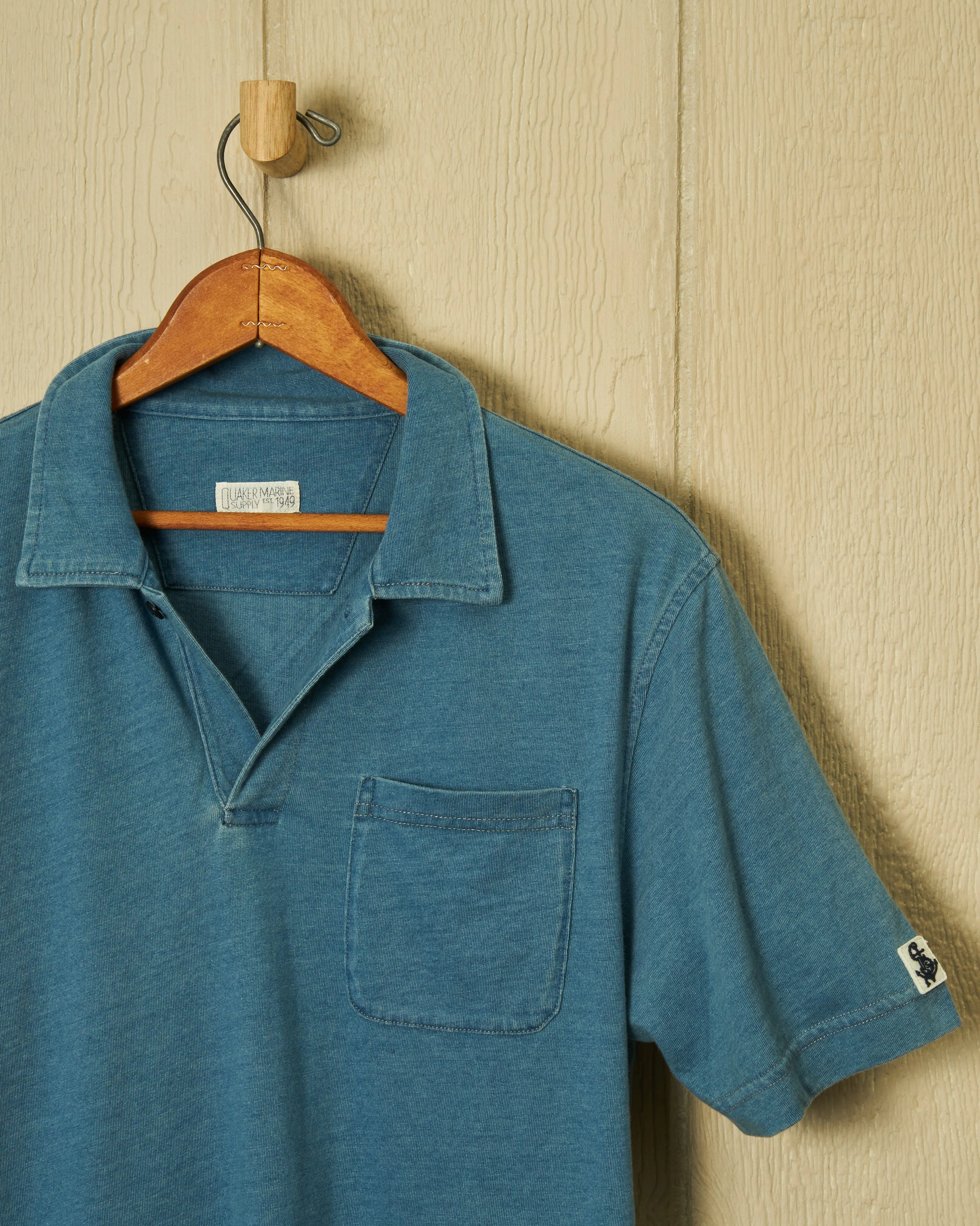 Indigo Polo in Washed Jersey sold by Quaker Marine Supply product image thumbnail 2